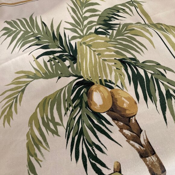 Tropical Look Shower Curtain Khaki Green Gold Palm Trees 72" x 68" - Picture 3 of 13